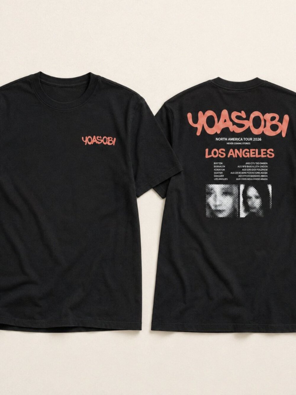 YOASOBI Los Angeles North America Tour 2026 Double-Sided Black T-Shirt